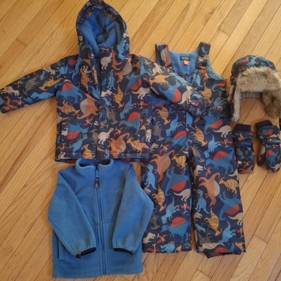 Children's Place Snow Suit Set Navy Dinosaur 3T 6 Pieces Total - Picture 1 of 9